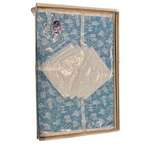 Vintage 8 Piece Luncheon Set Placemats and Napkins Blue Embroidered Kitchen Set